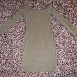 Long Sleeve Knee Length Dress - Green